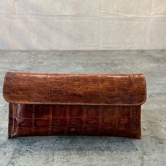 brown leather clutch purse - Picture 2 of 4